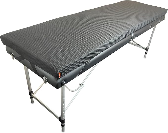 Lash Bed Foam Topper – 2.5 Inch Thick Memory Foam Massage Table Pad with Corner Straps & Anti-Slip Base, Comfortable Spa or Facial Bed Topper for Lash Extensions & Salon Use – Black