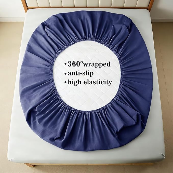 Shatex Full Size Mattress Pad - Breathable Quilted Mattress Topper Protector with 8-16 Inches Deep Pocket, Machine Washable (54x75inch,Navy)