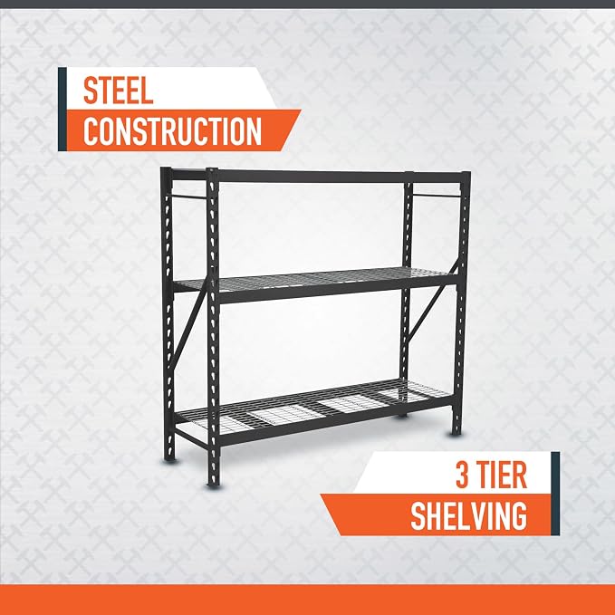 Ironton Industrial Shelving Rack, 3 Storage Shelves Steel Construction 3-Tier Rack with 2000-Lb Load Capacity Per Shelf, Garage Storage Rack - Image 3
