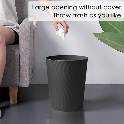 YGJT Small Trash Can, 6 Pack 1.8 Gallons Bathroom Trash Can, Slim Waste Basket, Round Garbage Can, Plastic Trash Bin for Kitchen, Dorm, Bedroom, Office, Living Room, Study, Compact Spaces(Black) - Image 3