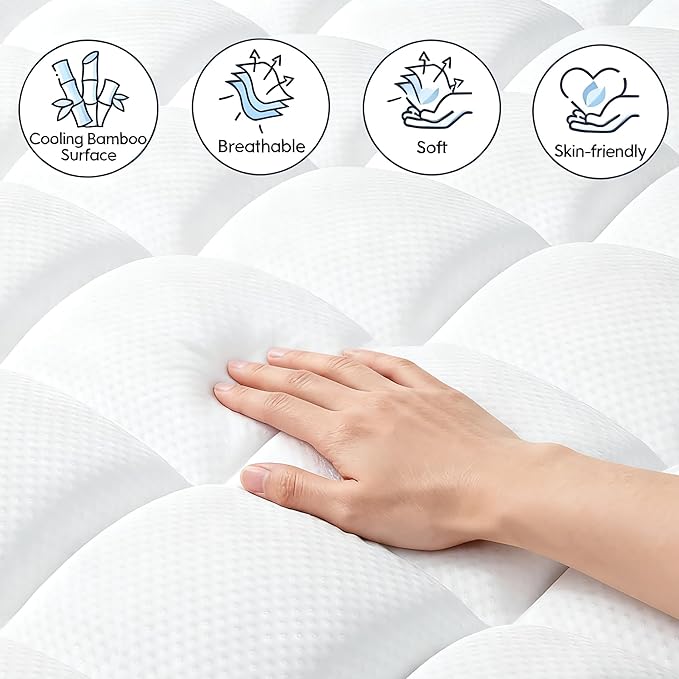 ELEMUSE Dual Layer 4 Inch Memory Foam Mattress Topper Twin Size, 2 Inch Cooling Gel Memory Foam and 2 Inch Soft Pillow Top Mattress Pad for Back Pain Relief