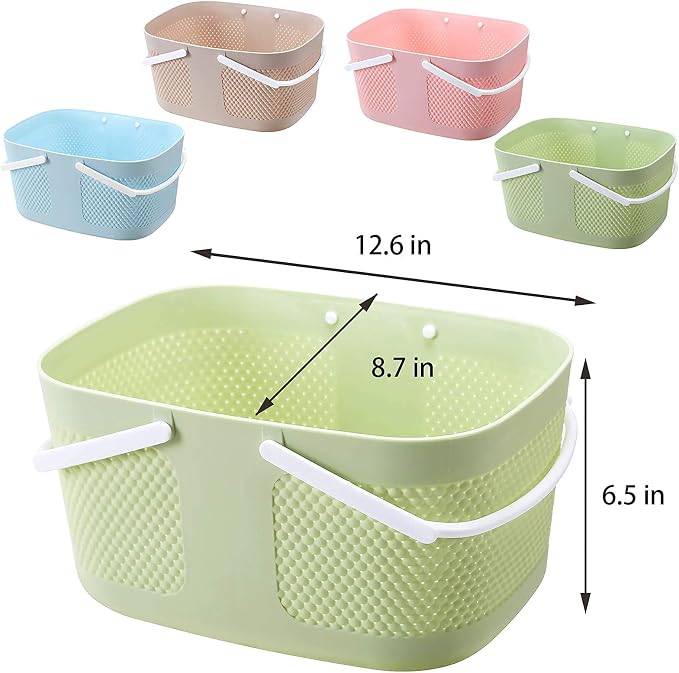 Shower Caddy Basket, Portable Large Capacity Thickened Plastic Organizer Storage Tote with Handles Drainage Toiletry Bag Bin for Bathroom, College Dorm Room Essentials, Kitchen, Camp, Gym, Green - Image 5