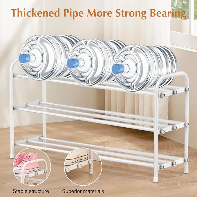INSMART 3-Tier Expandable Shoe Rack, Stackable and Adjustable Shoes Organizer Storage Shelf, Sturdy and Durable Metal Structure Free Standing Shoe Rack for Closet Entryway Doorway, White - Image 8