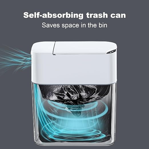 MOPUP Bathroom Trash Can, Automatic Bagging Garbage Can, 3.5 Gallon Slim Smart Small Plastic Trash Bin, Narrow Motion Sensor Trash Can for Bedroom, Office White - Image 2