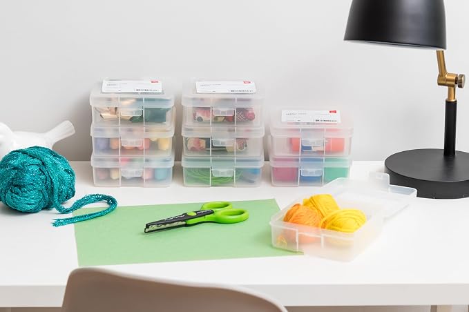 IRIS USA Pencil Case Boxes, 18-Pack, |Made in USA|, Plastic Bead Organizing Containers with Snap Lid for Arts, Crafts, Ephemera, Stickers, & Dance Cheer, Clear - Small - Image 6