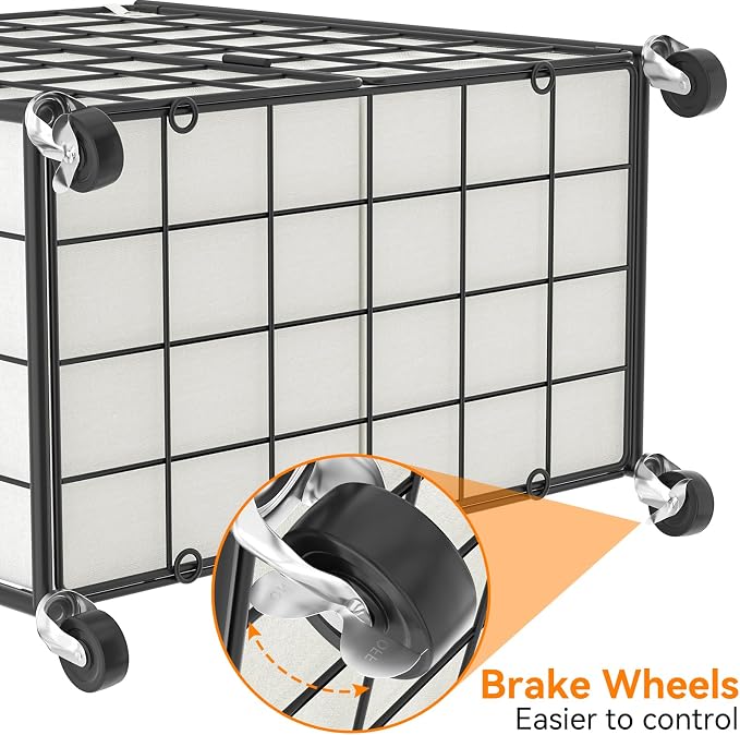 WOWLIVE Double Laundry Hamper with Wheels,Metal Wire Frame Rolling Laundry Basket with 2 Removable bags,120L Dirty Clothes Hamper Organizer Dorm Room Storage for Bedroom,Bathroom,Black and White - Image 7