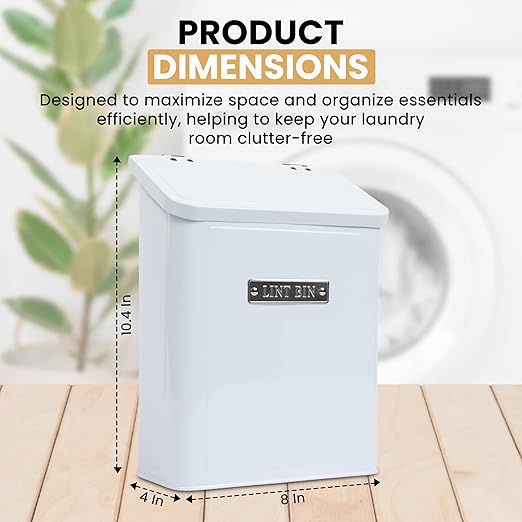 Magnetic Lint Bin for Laundry Room | Modern Farmhouse Black Trash Can With Lid | Space Saving Storage (Black) - Image 4