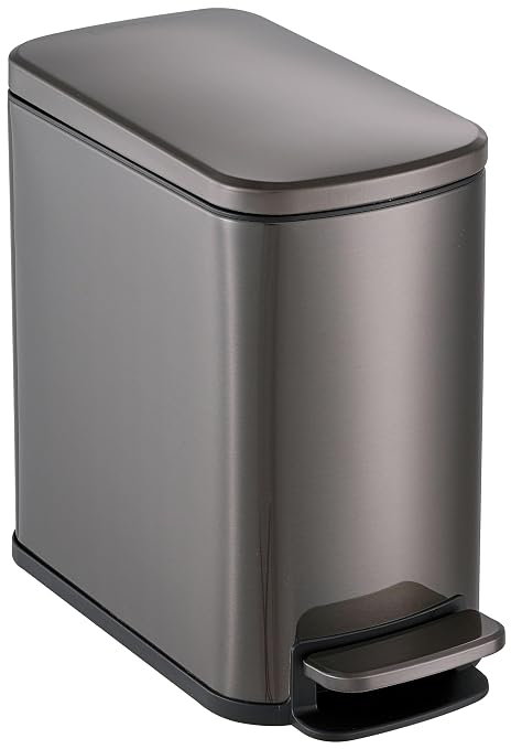 SIMPLI-Magic 6L/1.6G Stainless Steel Bathroom Trash Can with Hands-Free Foot Pedal, Quiet Soft-Close Lid, Compact Space-Saving Size by Simpli-Magic