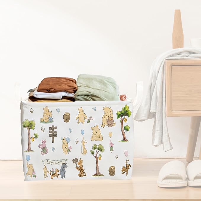 Winnie Storage Nursery Basket,Large squarecanvas Laundry Hamper WithWinnie baby Stuff A Waterproof PECoating, Foldable, Bathroom and Bedroom SetClothes ,Toys Bin, Baby Nursery HamperDecor - Image 6