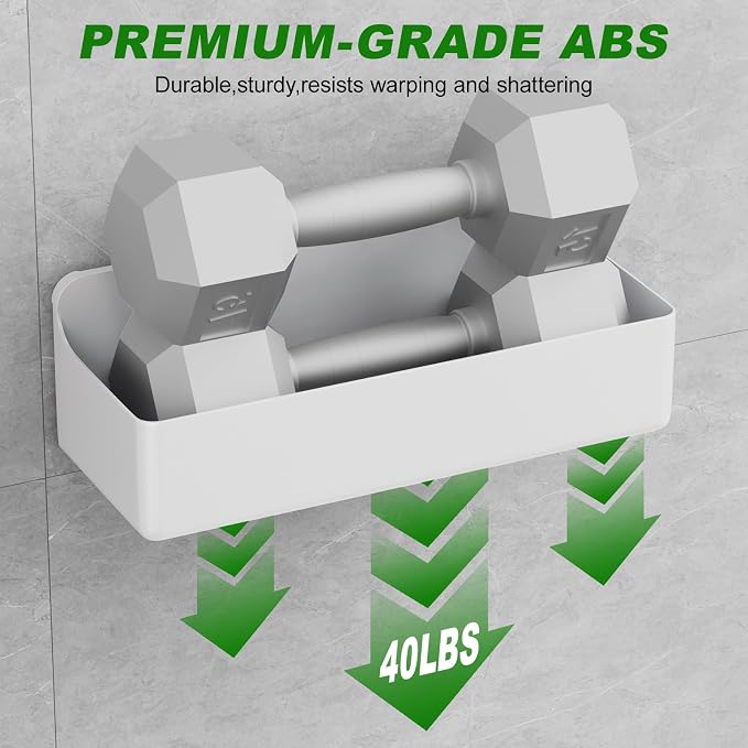Adhesive Shower Caddy 6 Pack Rustproof Shower Shelves for Inside Shower No Drilling Bathroom Organizers and Storage with Soap Holder Large Rack (White) - Image 4