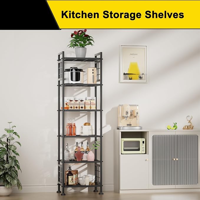 GIOTORENT 6-Wire Standing Storage Shelf for Bathroom Organizers and Storage & Laundry Room Organization, Metal Shelving Unit Pantry Rack for Kitchen & Bathroom, Black - Image 6