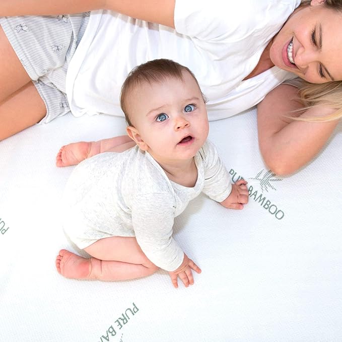California King Mattress Protector by PURE BAMBOO, Waterproof - Viscose Derived from Bamboo, Breathable, Noiseless Mattress Cover Protects Against Moisture, Spills, Stains (California King)