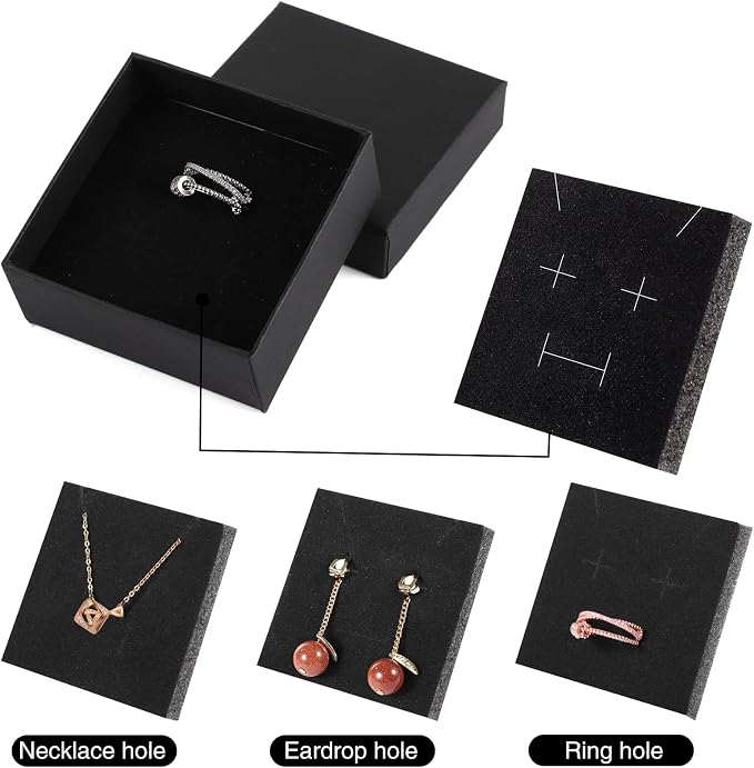 WSICSE 12pcs Jewelry Gift Boxes Small Gift Boxes for Necklace Ring Earring Jewelry Storage Box Cotton Filled Earring Boxes Gift Jewelry Organizer for Valentine's Day, Mother's Day - Image 3