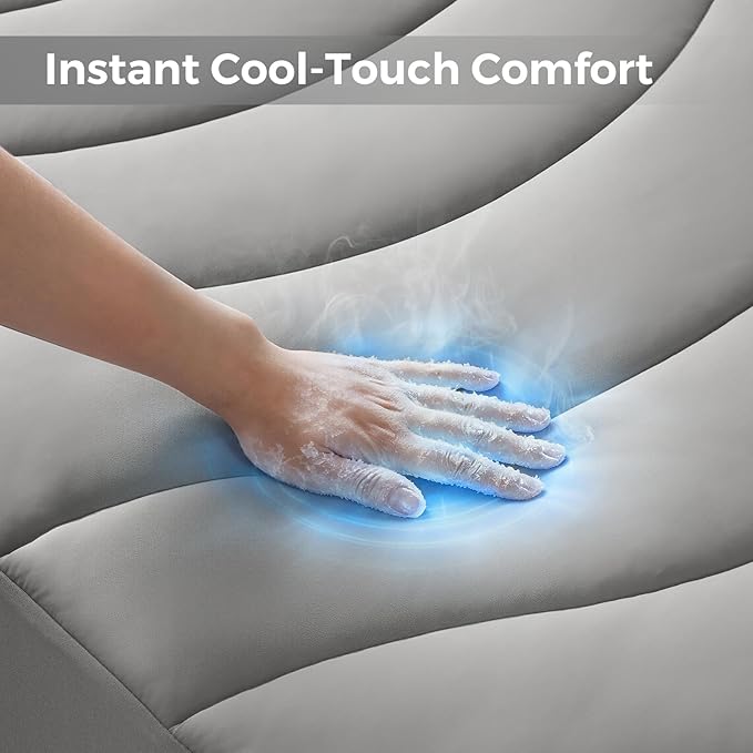 EASELAND Cooling Mattress Pad Full Size for Hot Sleepers Pillow Top Mattress Cover Quilted Fitted Mattress Protector Breathable Mattress Topper with 8-21" Deep Pocket(54x75 Inches,Light Grey)
