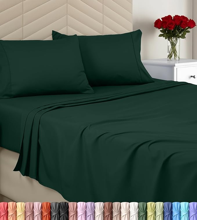 Utopia Bedding Queen Size 4 Piece Sheet Set - Brushed Microfiber - Soft Bed Sheets for Queen Size Bed Set - Includes 1 Fitted, 1 Flat, & 2 Pillow Cases - Deep Pocket (Emerald)
