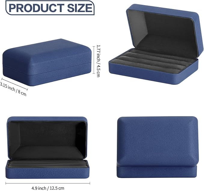 KUKUVR Velet Ring Storage Box - Multiple Rings, Travel Jewelry Case, 3 Slot Portable Ring Display Organizer (Blue) - Image 4