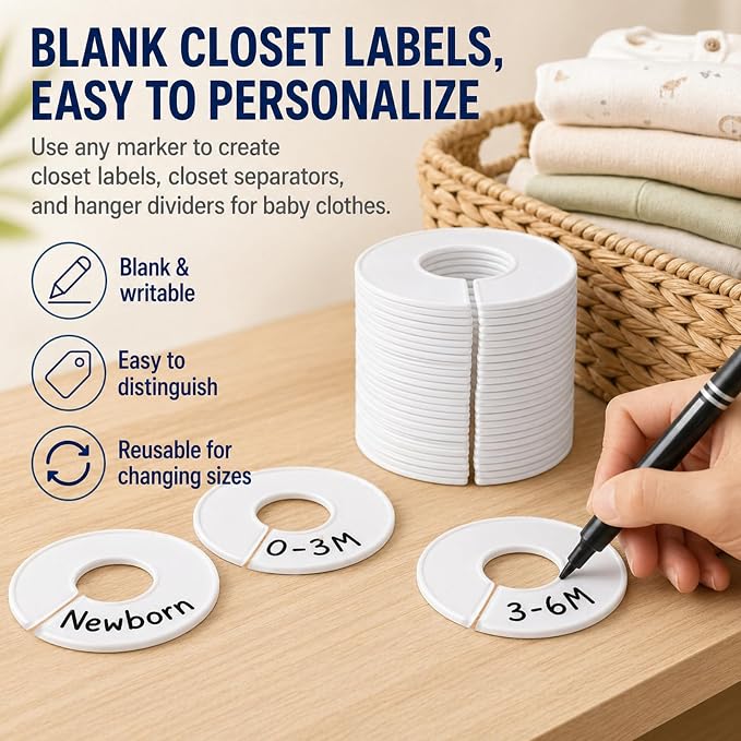 30pcs Closet Dividers Baby Clothes Organizers - Girl Boy Closet Organizers Clothes Dividers Closet Labels Closet Separators Garment Organizer Boutique Clothing Rack Dividers Hanger Dividers Hanger - Image 3