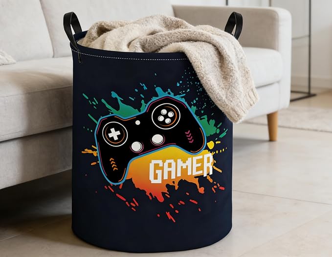 Kids Laundry Basket Game Hamper for Nursery Boys Hamper Cute Kids Storage Bin Room Decor for Home(Game) - Image 7