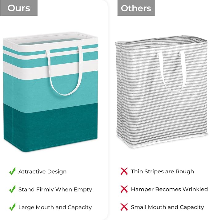 HomeHacks 2-Pack Large Laundry Basket, Waterproof, Freestanding Laundry Hamper, Collapsible Tall Clothes Hamper with Extended Handles for Clothes Toys in the Dorm and Family (Green, 125L) - Image 3