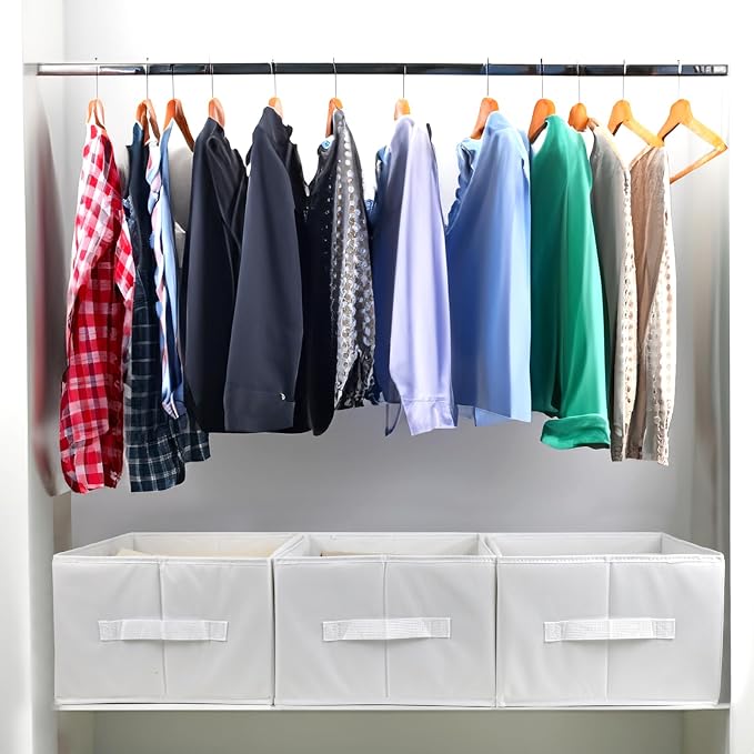 Extra Large Clothes Closet Organizer 6 Compartments for Jean Sweater Sheets to Shirt - Divided Clothing Storage Boxes for Closet, Wordrobe, Bedroom, Shelf (4pc White) - Image 5