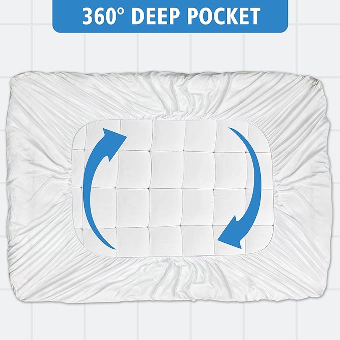 Twin XL Mattress Pad Cover for College Dorm, Cooling Mattress Topper for Twin Extra Long Bed with 6-21 inches Deep Pocket, 39x80 Inches, White