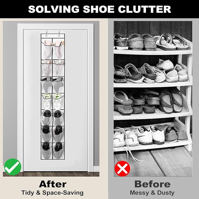 GOMAJI 12 Large Pockets Over Door Hanging Shoe Organizer, White - Image 3