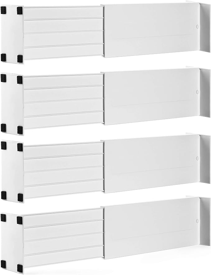 Dial Industries Adjustable Dresser Drawer Clothes Organizer Dividers, Set of 4, 4.5" Deep by DialIndustries