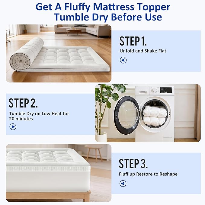 King Size Mattress Topper for Back Pain, Extra Thick Pillow Top Mattress Pad with 1000GSM Down Alternative Filler, Cooling Breathable Plush Bed Topper Protector Cover (8-21" Deep Pocket)