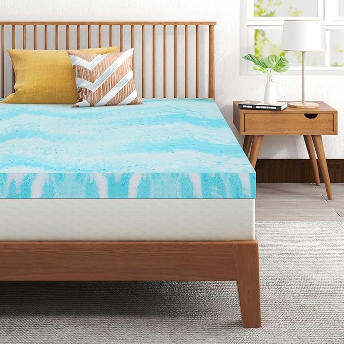 Mattress Topper, 4 Inch Twin Size Gel Memory Foam Bed Topper, Pressure Relief, CertiPUR-US Certified, Light Blue