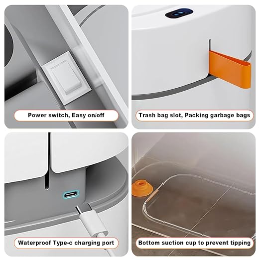 MOPUP Bathroom Trash Can, Automatic Bagging Garbage Can, 3.5 Gallon Slim Smart Small Plastic Trash Bin, Narrow Motion Sensor Trash Can for Bedroom, Office White - Image 6