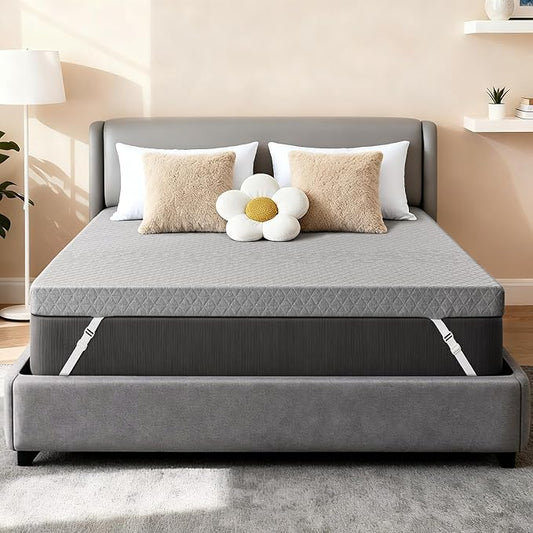 Extra Firm Mattress Topper Full: 3 Inch Super Extra Support Bed Topper, High Density Memory Foam for Back Pain Relief, Removable & Washable Cover, Non-Slip, CertiPUR-US & Oeko-Tex Certified 75x54