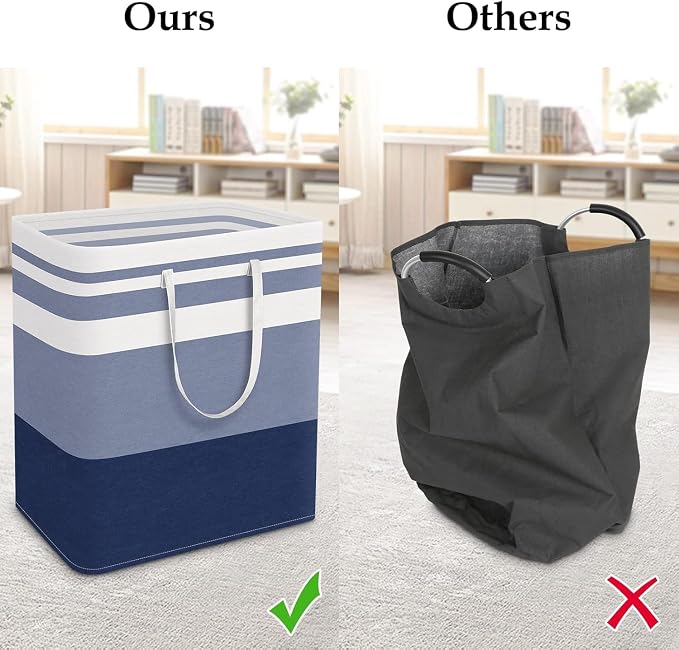 StorageRight Laundry Basket Hamper Large Collapsible Laundry Hamper with Easy Carry Handles，Freestanding Clothes Hampers for Laundry, Bedroom, Dorm, Clothes, Towels, 100L, Gradient Blue - Image 5