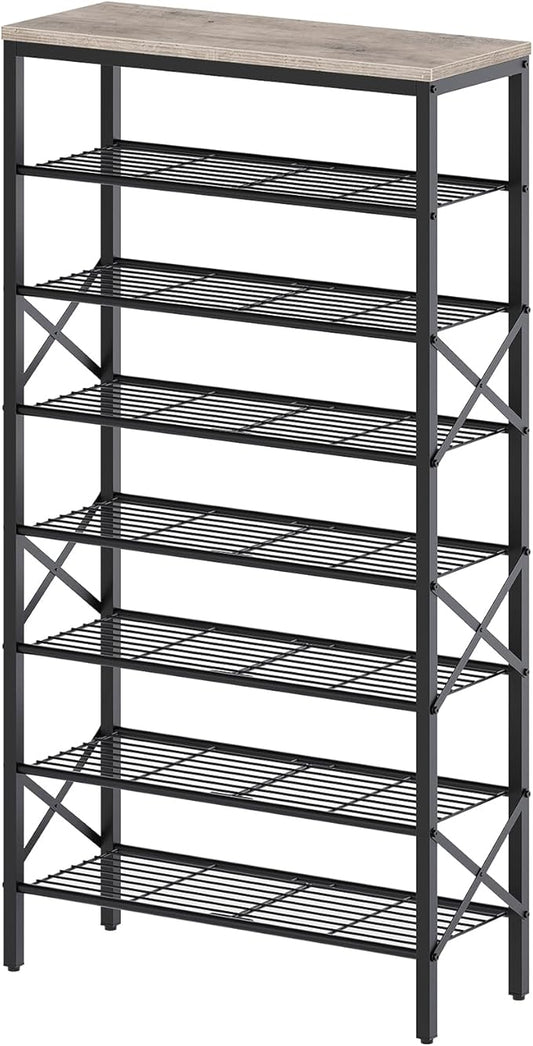 YATINEY 8 Tier Shoe Rack, Shoe Storage Organizer, Large Capacity Shoe Shelf Holds 32 Pairs of Shoes, Sturdy and Stable, for Entryway, Hallway, Closet, Dorm Room, Greige and Black SS08BG by Yatiney