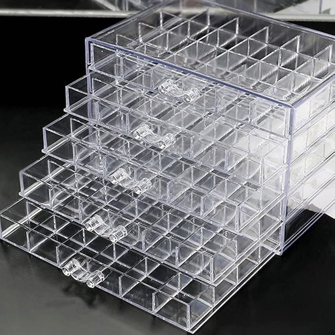 QIYUSHRY Earring Storage Box Acrylic Jewelry Storage Holder Ring Clear Plastic Transparent Jewelry Display Stand with 5 Drawers 120 Small Compartment Tray for Women Girls - Image 8