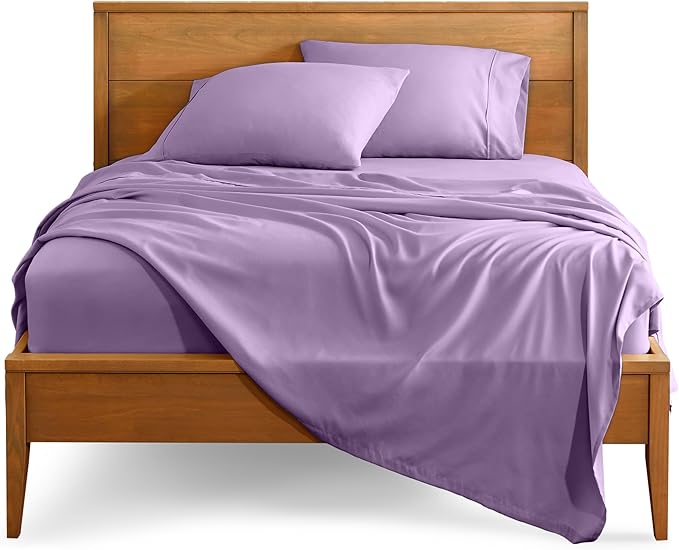 Bare Home Queen Sheet Set - 1800 Ultra-Soft Microfiber Queen Bed Sheets - Double Brushed - Deep Pockets - Easy Fit - 4 Piece Set - Bedding Sheets & Pillowcases (Queen, Lavender)