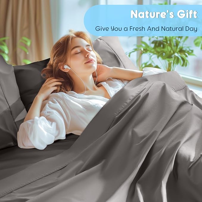 SONORO KATE 100% Egyptian Cotton Sheets Set - 1000 High Thread Count, Luxury 5-Star Hotel Sateen Bed Sheets, Soft, Breathable Long Staple Sheets, Fit up to 16" - 4 PC (Dark Grey,California King)