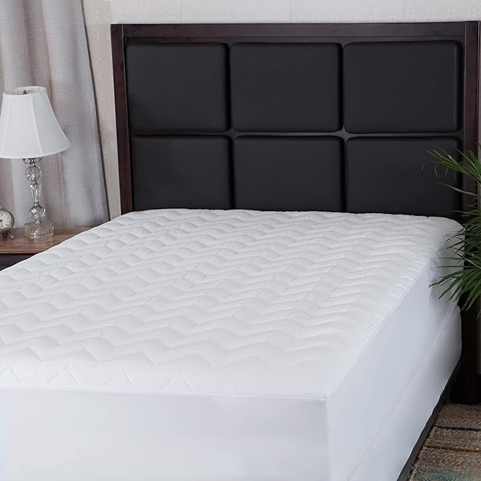 Waterguard Quilted Cotton Mattress Pad - California King Size - Soft, Comfortable, and Fluffy Mattress Pad - Waterproof Mattress Protector Stretched 15" for Snug Fit on Regular Sized Mattress