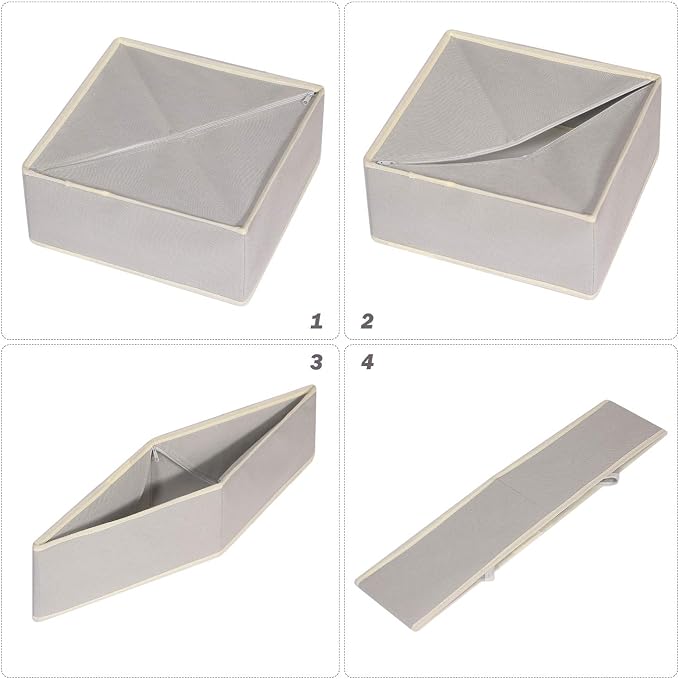 DIOMMELL Foldable Cloth Storage Box Closet Dresser Drawer Organizer Fabric Baskets Bins Containers Divider for Clothes Underwear Bras Socks Clothing,Set of 4 Grey 400 - Image 3