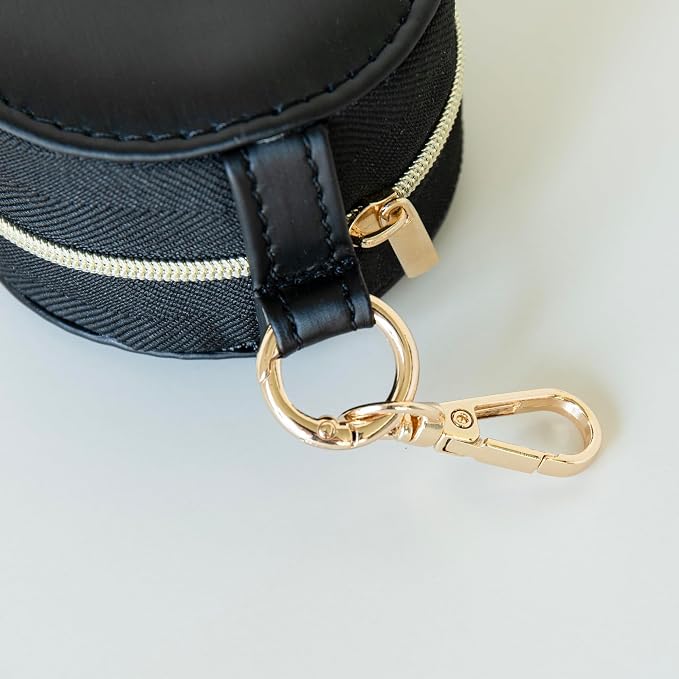 COLLECTIVE HOME - Monogrammed Letter Jewelry Case, Portable Travel Ring Holder Box with Keychain, Personalized Initial Organizer for Earrings Necklaces, Gift for Her (Black-o) - Image 3