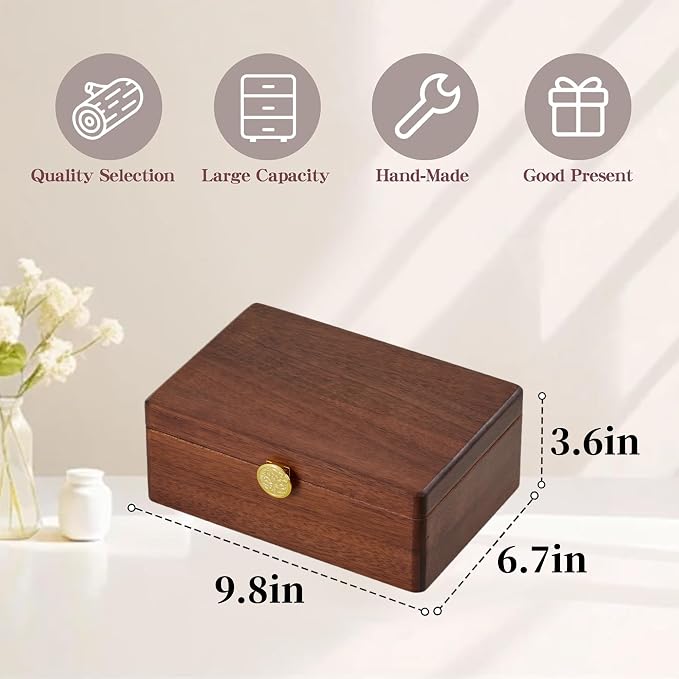 Wooden Jewelry Box For Women Jewelry Organizer Box With Lock 2 Layer Jewelry Holder Organizer For Necklace Ring Earring - Image 2