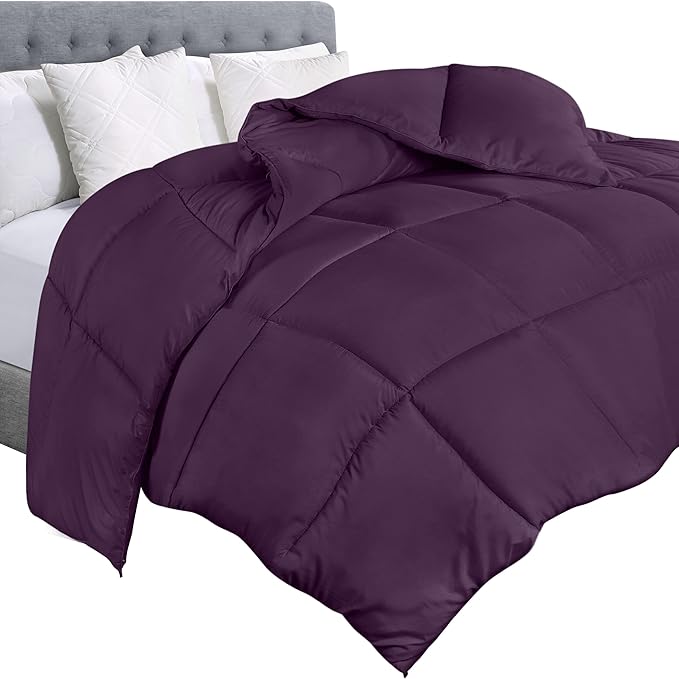 Utopia Bedding King Comforter Duvet Insert, Quilted Plum Comforter with Corner Tabs, Box Stitched Down Alternative Comforters King Size 90 x 102 inches