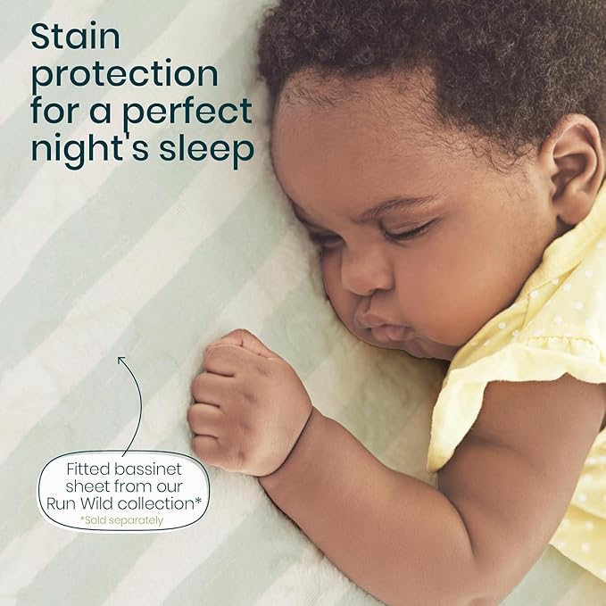 Tutti Bambini 100% Waterproof Bassinet Mattress Protector - Premium 100% Cotton Bassinet Mattress Pad Cover, Soft & Breathable, Machine Washable, Compatible with CoZee® Bassinets (31.8 x 20 in)