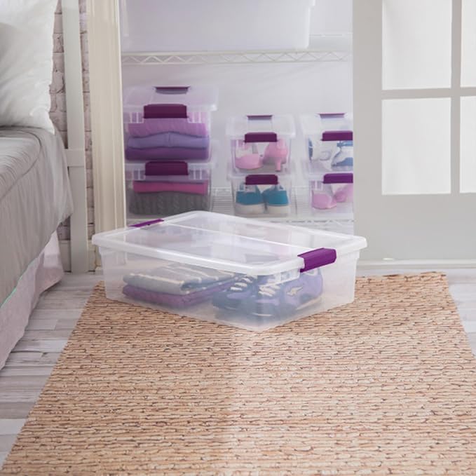 Sterilite 18-Pack 32 Quart ClearView Latch Box, Stackable Organizer Bins with Latching Lids - Clear Plastic Organization Containers for Closet, Bedroom, Shelving Units and Everyday Home Storage - Image 4
