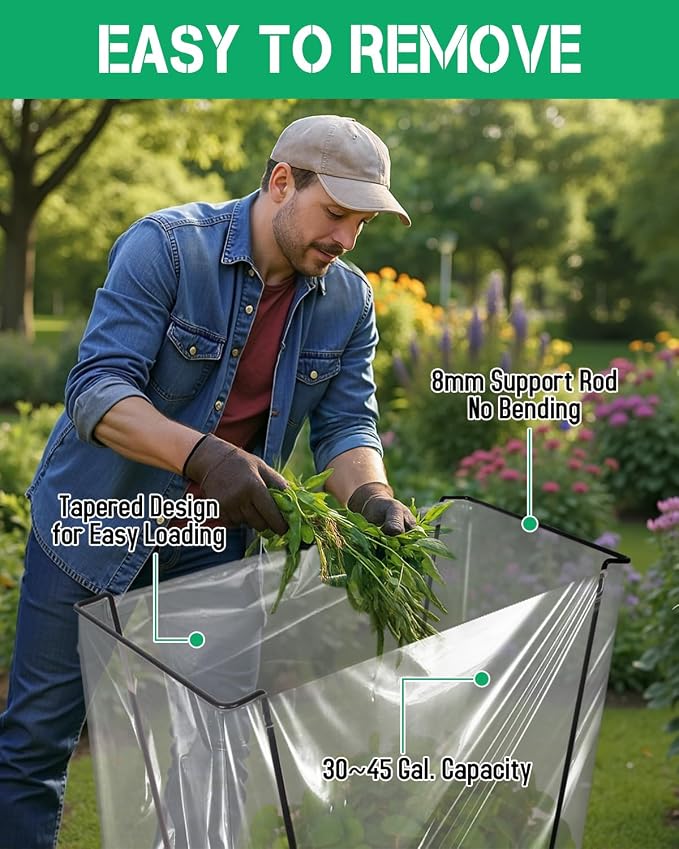 Joyhalo Outdoor Trash Bag Holder Stand - 2 Pack Heavy Duty Metal Garden Garbage Bag Support Frame for 30-45 Gallon Capacity, Multi-Use Portable Yard Leaf Bag Stand - Image 4