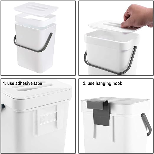 LALASTAR Mini Desktop Trash Can with Lid, Small Countertop Garbage Can, Plastic Tiny Tabletop Wastebasket for Office/Kitchen/Coffee Table, 3L/0.8 Gal, White - Image 7