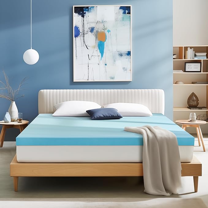 Subrtex Mattress Topper, Memory Foam Mattress Topper, Gel-Infused Memory Foam Topper for Side Stomach Sleepers, Breathable Bed Toppers for Sofa Bed (4 Inch, Twin XL)