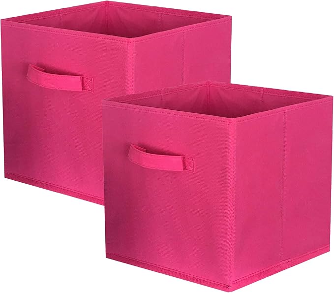 ShellKingdom Storage Bins, Foldable Fabric Storage Cubes And Cloth Organizer Drawer For Closet And Toys, 2 Pack (Fuchsia) by ShellKingdom