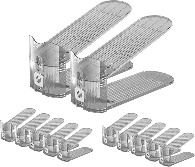 CiBiZi Clear Shoe Slots Organizers 12Pack Shoes Stacker Organizer for Closet Shoe Stackers for a Pair of Shoes Shoe Display Shelf Shoe Rack Holders Space Saver Organizador de Zapatos (Grey) by CiBiZiUS