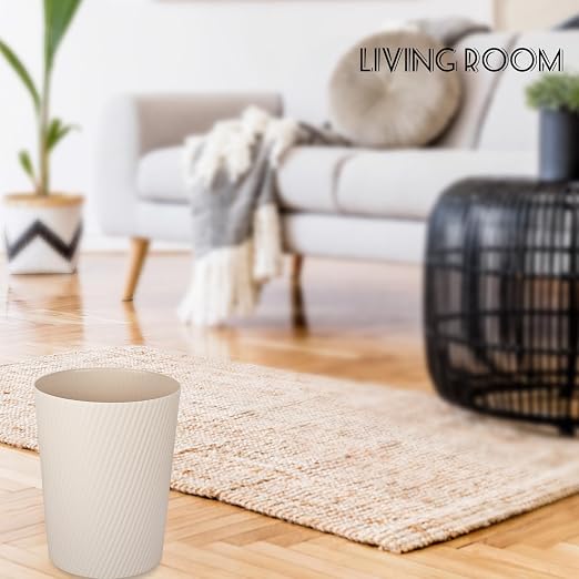 UUJOLY Small Trash Can Wastebasket Garbage Can Container Bins for Bathrooms, Laundry Room, Kitchens, Offices, Kids Rooms, Dorms (Beige) - Image 3