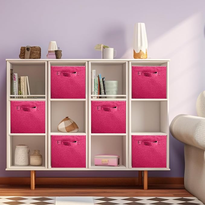 ShellKingdom Storage Bins, Foldable Fabric Storage Cubes And Cloth Storage Organizer Drawer For Closet And Toys Storage, 6 Pack (Fuchsia) - Image 2